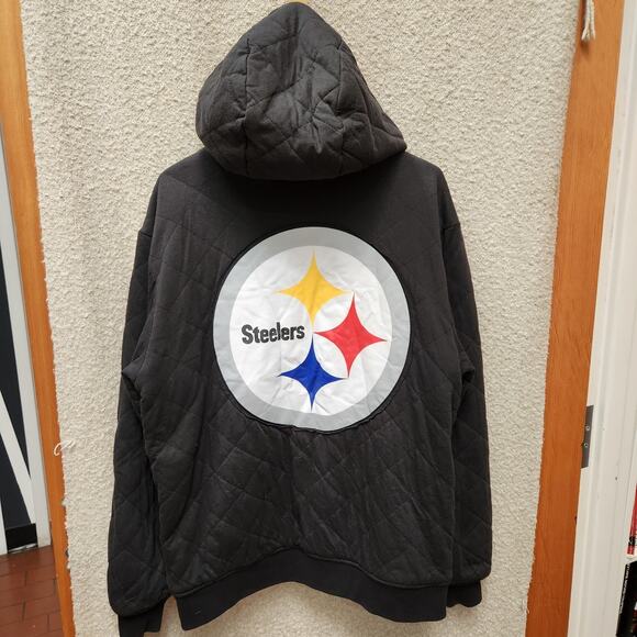 Pittsburgh Steelers Reversible NFL Logo Yellow Black Sweatshirt Jacket Men's S - Picture 6 of 11